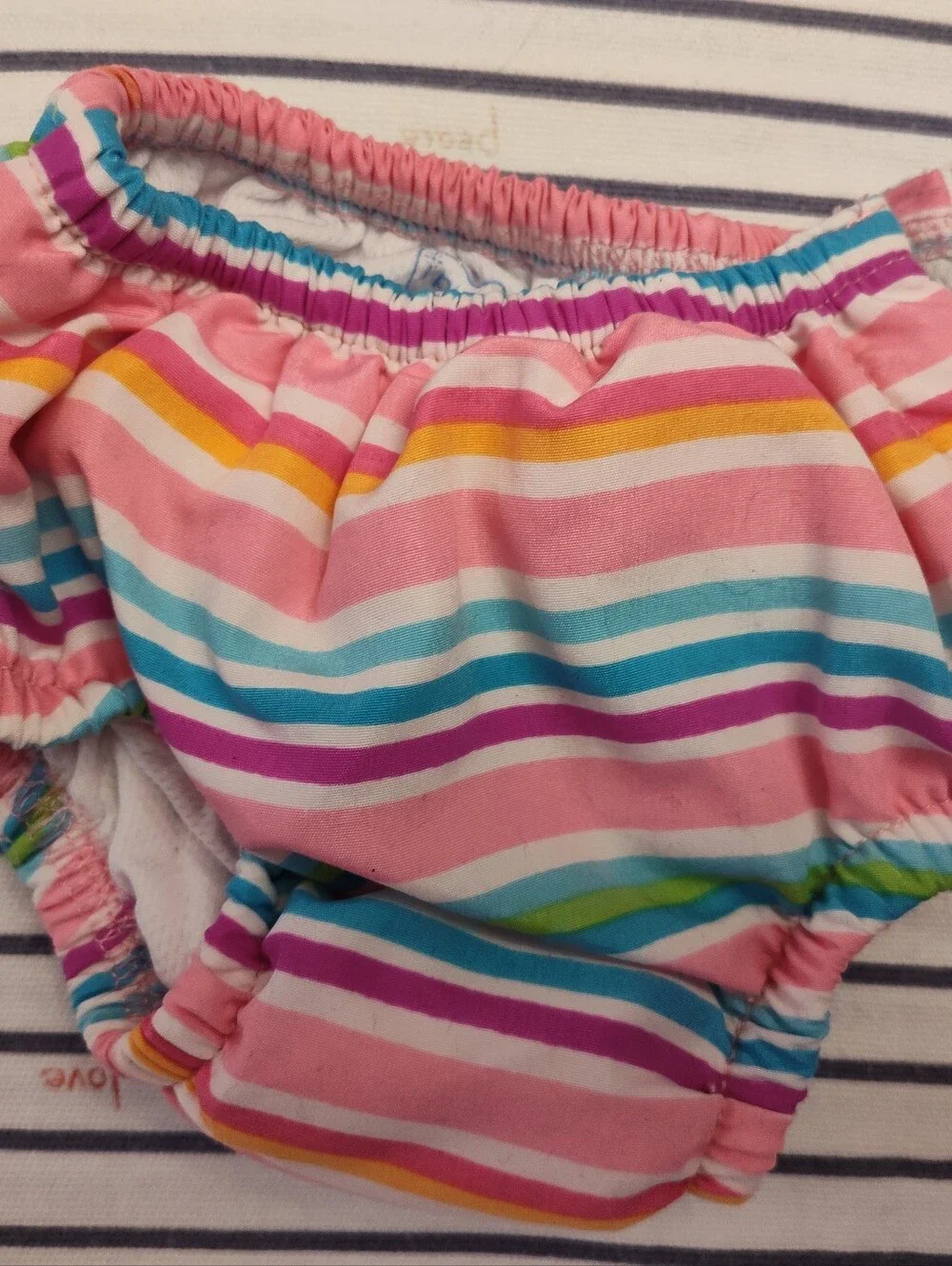 Ruffle Butts Pink Striped & Rainbow Striped Diaper Covers